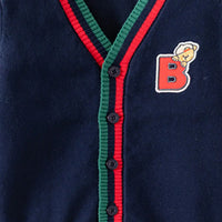 Boys Navy Blue Letter B Embroidered Knitted Cardigan Sweaters & Cardigans