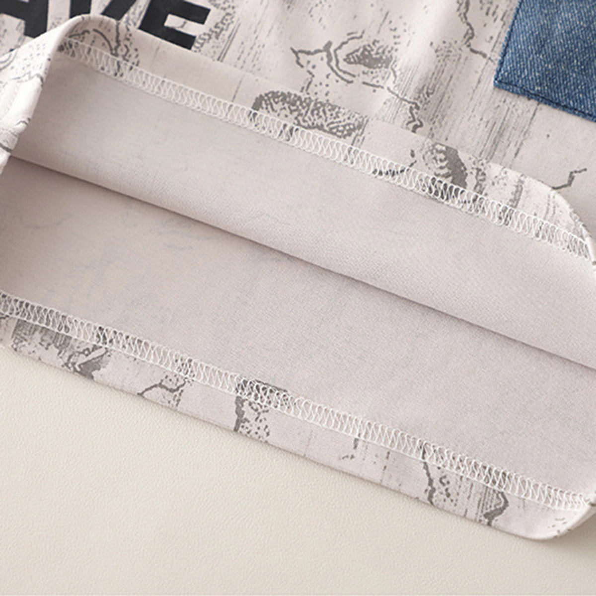 Boys Beige Typographic Printed Short Sleeve T-Shirt With Denim Shorts Sets 2 pc. Sets