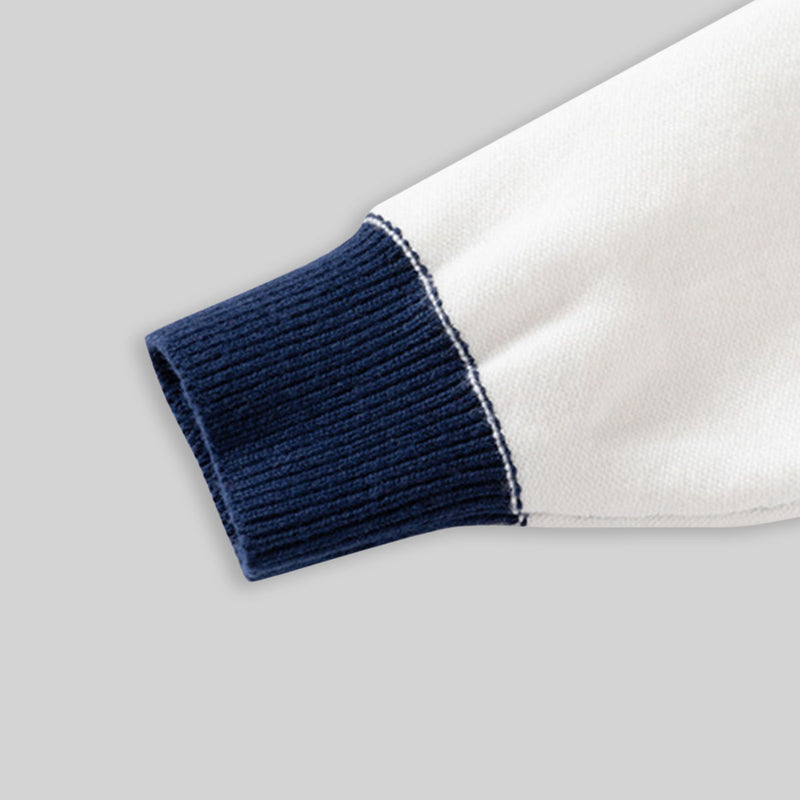 Boys Navy Blue Cardigan With Self-Design Stripe Patterns Sweaters & Cardigans