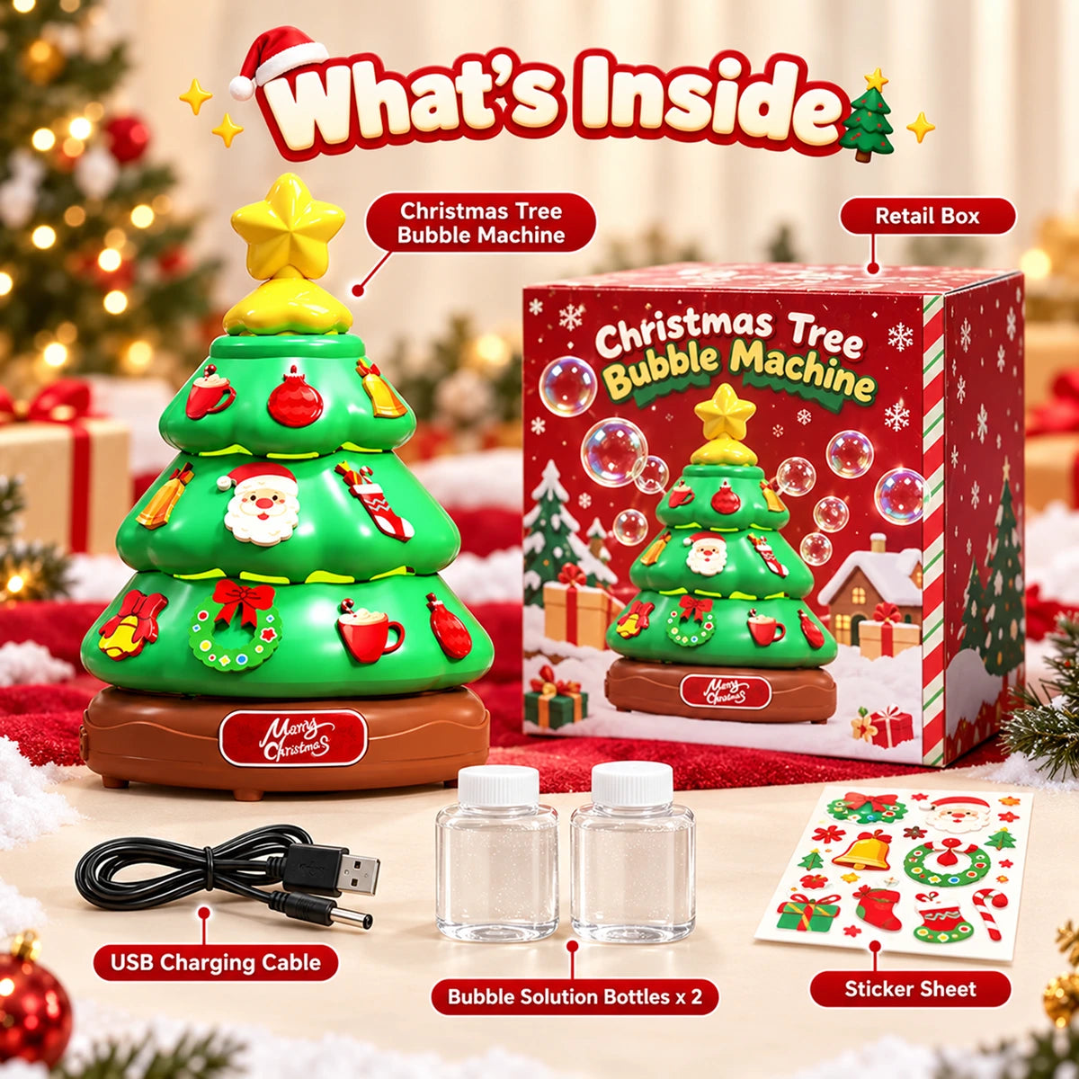 Christmas Tree Bubble Machine with Lights & Music for Kids 3 Years Plus Trending Accessories