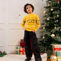 Boys Yellow Self-Design Regular Sweater Sweaters & Cardigans