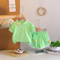 Girls Light Green Flower Applique Top With Shorts Co-ord Sets Sets Light Green 1-2 Y