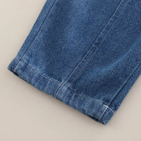 Girls Blue Denim Vest With Printed Top & Denim Pants Set Sets