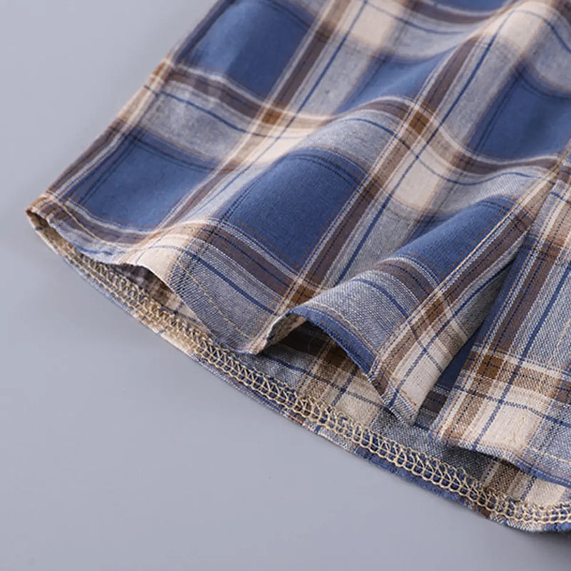 Boys Blue Checked Short Sleeve Shirt With Printed T-Shirt And Shorts Sets 3 pc. Sets