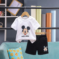 Boys White Mickey Mouse Graphic T-shirt With Shorts Sets 2 pc. Sets White 6-12 M