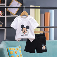 Boys White Mickey Mouse Graphic T-shirt With Shorts Sets 2 pc. Sets White 6-12 M