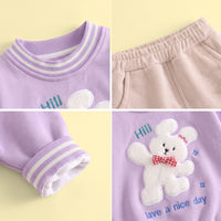 Girls Purple Bunny Applique Sweatshirt & Pants Sets Sets