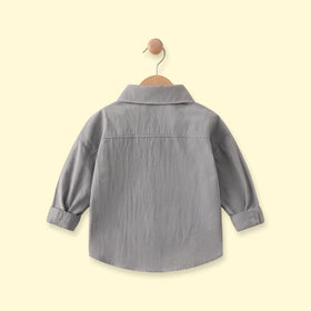 Boys Grey Embroidered Long Sleeve Shirt Shirts
