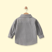 Boys Grey Embroidered Long Sleeve Shirt Shirts