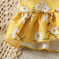 Girls Yellow Floral Ruffle Top With Pants Sets Sets