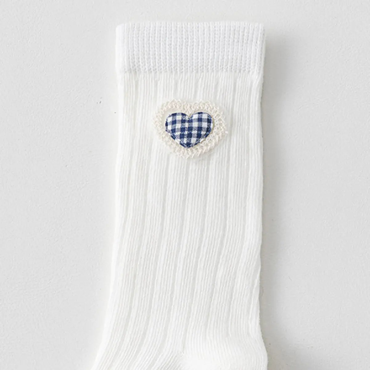 Pack of 5 Girls White Gingham Applique Calf Length Socks Socks