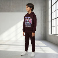 Boys Maroon K-Pop Neo Sound Graphics Hoodie With Jogger Co-ord Sets Sets