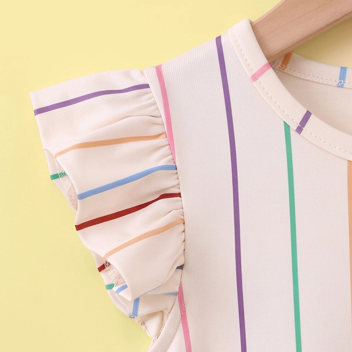 Girls Multicolour Striped Flutter Sleeve A-line Dress Casual Dresses