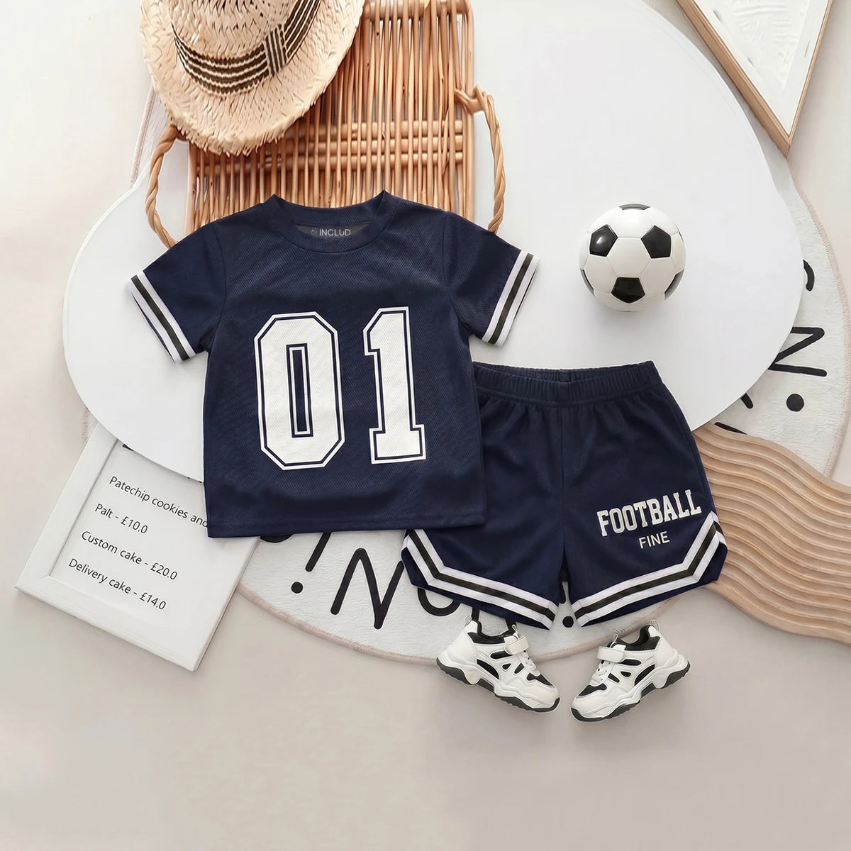 Boys Navy Blue Short Sleeve Alphanumeric Print T-Shirt With Shorts Sets 2 pc. Sets Navy Blue 3-4 Y