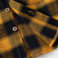 Boys Yellow Checked Flannel Long Sleeves Shirts Shirts