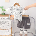 Boys Short Sleeves Animal Printed T-Shirt With Dark Grey Shorts Set 2 pc. Sets