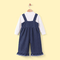 Girls Pullover with Denim Dungaree Set Sets