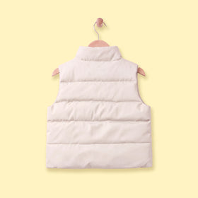 Boys Off White Sleeveless Quilted Puffer Jacket Coats & Jackets