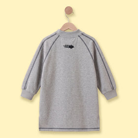Girls Grey Fleece Typographic T-Shirt Dress Casual Dresses