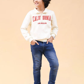 Boys White Full Sleeves Winterwear Sweatshirt Sweatshirts & Hoodies