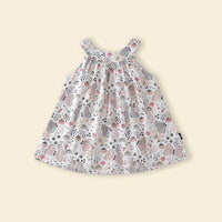 Girls Off White Butterfly Printed Round Neck A-line Dress Casual Dresses