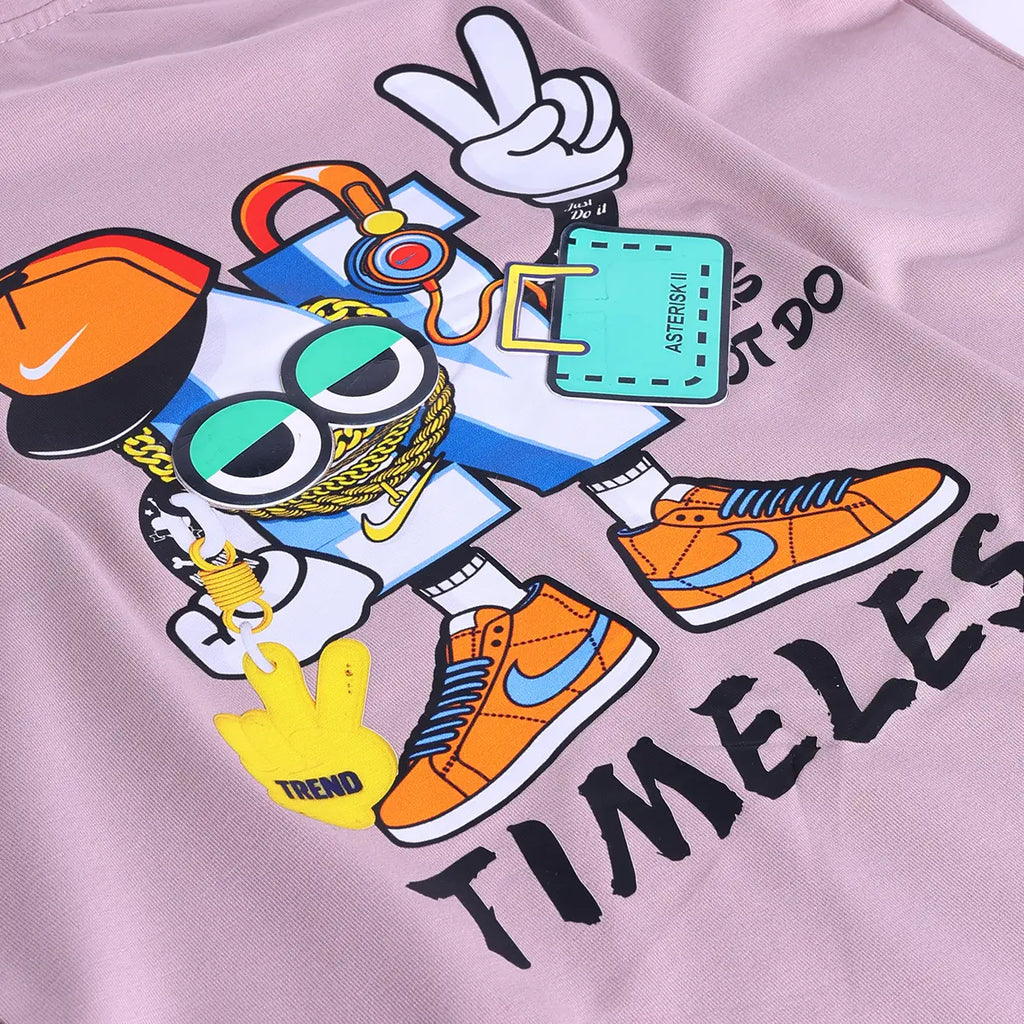 Boys Light Pink Graphic Short Sleeve T-Shirt With Elasticated Cargo Shorts Sets Sets