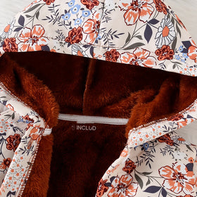 Girls Multicolour Floral Print Hooded Jacket Coats & Jackets
