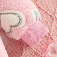 Girls Pink Heart Self-Design Hooded Sweatshirt Sweatshirts & Hoodies