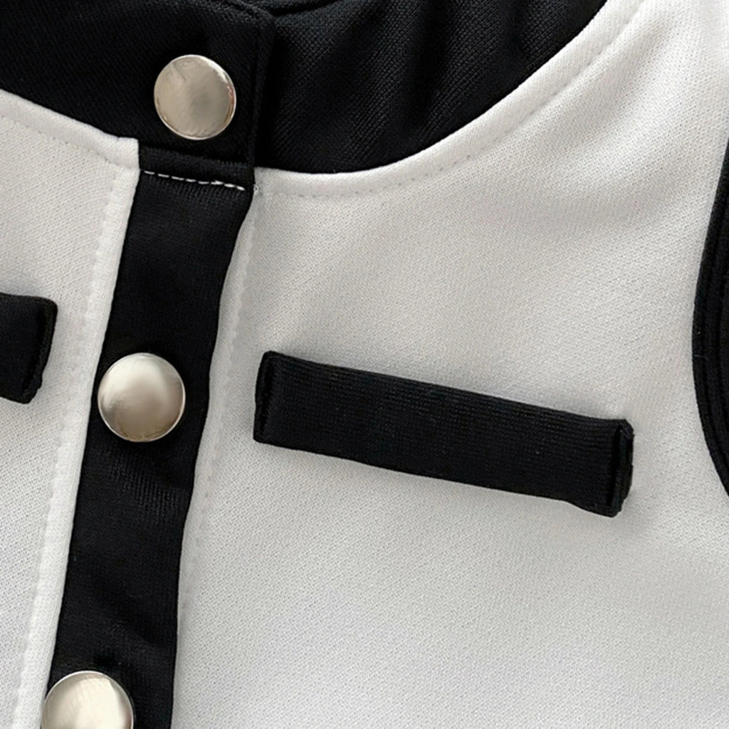 Girls White Colorblocked Button Down Top With Pants Sets 2 pc. Sets