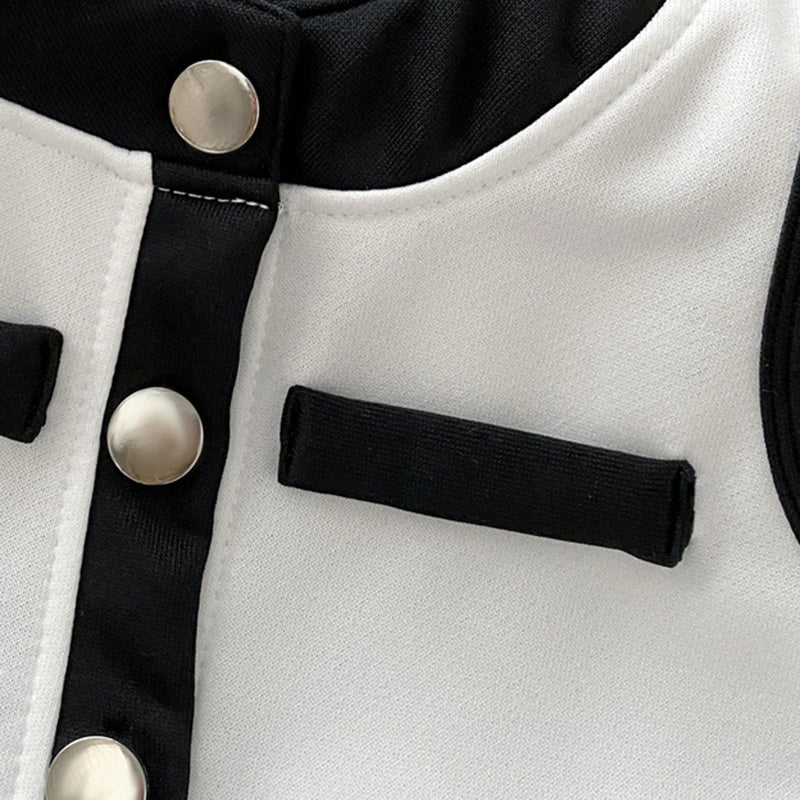 Girls White Colorblocked Button Down Top With Pants Sets 2 pc. Sets