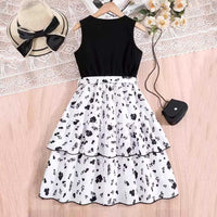 Girls Sleeveless Floral Print Fit & Flare Dress Casual Dresses   