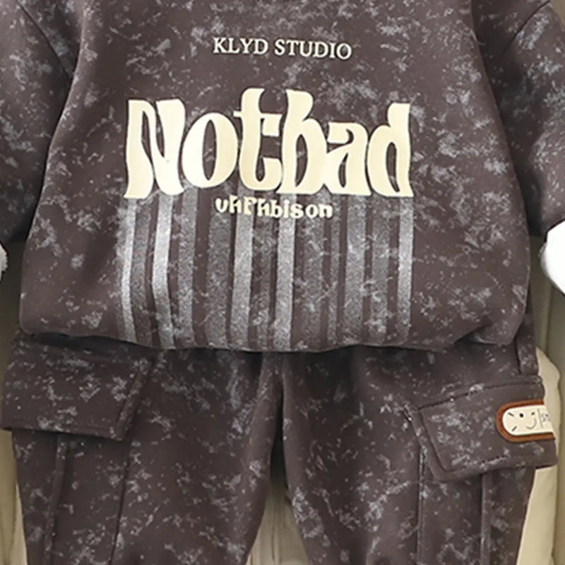 Boys Grey Typographic Regular Sweatshirt With Pants Sets 2 pc. Sets