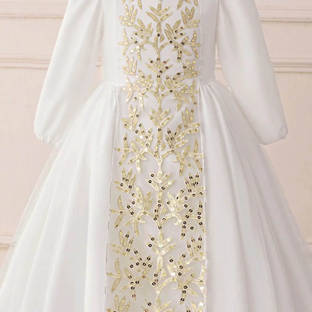 Girls White Embroidered Puff Sleeves Maxi Dress Casual Dresses