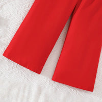 Girls Red Sleeveless Blazer Top With Wide Leg Pants Co-ord Sets Sets