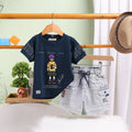 Boys Blue Graphics Short Sleeves T-Shirt With Cargo Shorts Set Sets Blue 9-12 M