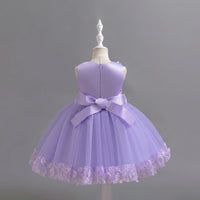 Girls Purple Floral Applique Sleeveless Tutu Party Wear Dress Party Dresses