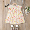 Girls Apricot Heart Printed Flutter Sleeve A-Line Dress Casual Dresses Apricot 2-3 Y