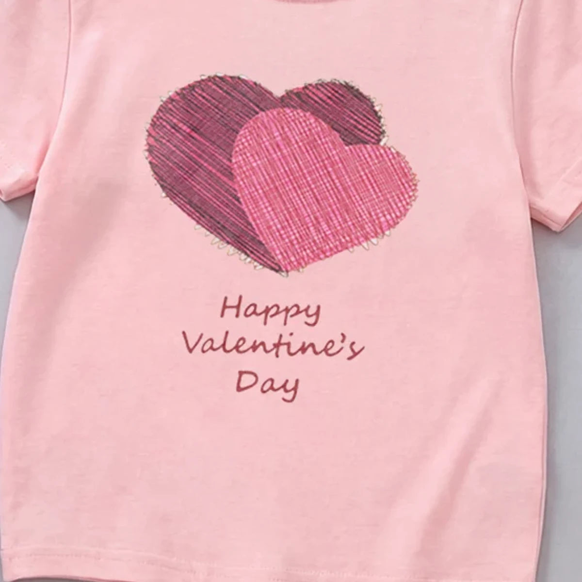 Girls Pink Short Sleeve Heart Print T-Shirt Tshirts