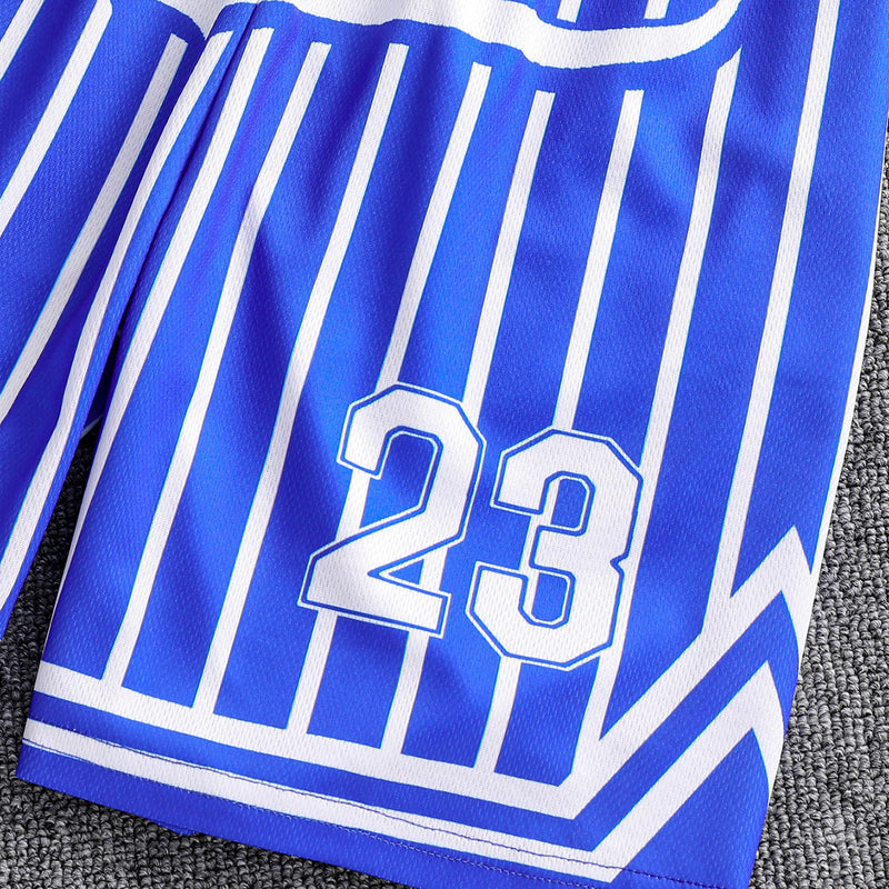 Boys Blue Alphanumeric Printed Short Sleeve T-Shirt With Shorts Set 2 pc. Sets