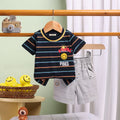 Boys Black Stripes Applique T-Shirt With Elasticated Shorts Sets 2 pc. Sets Black 0-3 M