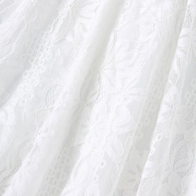 Girls White Halter Neck Embroidered Fabric Dress Casual Dresses