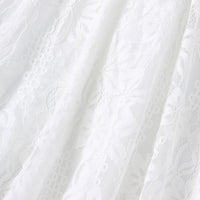 Girls White Halter Neck Embroidered Fabric Dress Casual Dresses