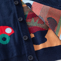 Boys Navy Blue Cardigan With Self Design Alphabet Patterns Sweaters & Cardigans
