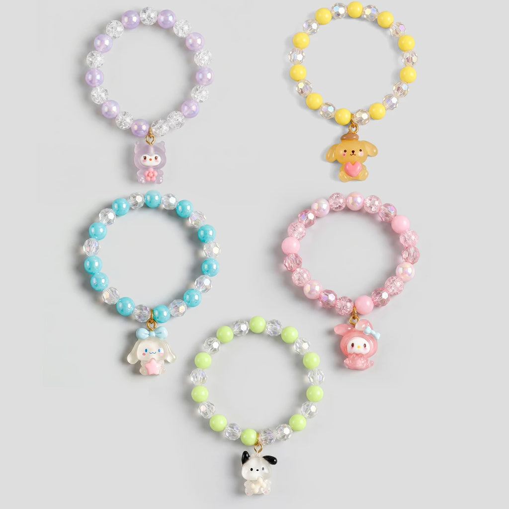 Pack Of 5 Girls Multicolour Bunny & Cat Beaded Bracelet Sets Bracelet Multicolor Onesize
