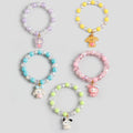 Pack Of 5 Girls Multicolour Bunny & Cat Beaded Bracelet Sets Bracelet Multicolor Onesize