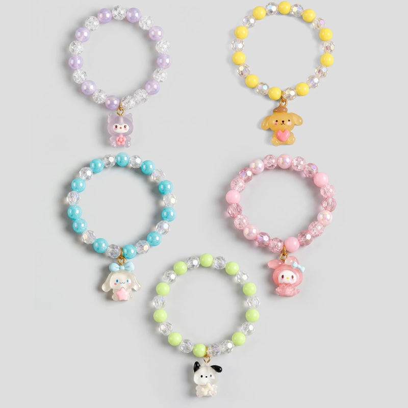 Pack Of 5 Girls Multicolour Bunny & Cat Beaded Bracelet Sets Bracelet Multicolor Onesize