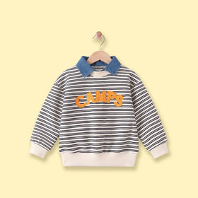 Boys Cream Striped Long Sleeve Sweatshirt Sweatshirts & Hoodies Cream 1-2 Y
