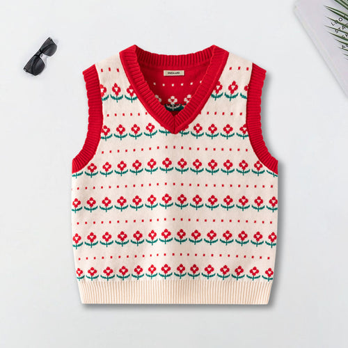 Boys Apricot Self-Design Jacquard Sweater Vest Sweaters & Cardigans Apricot 2-3 Y