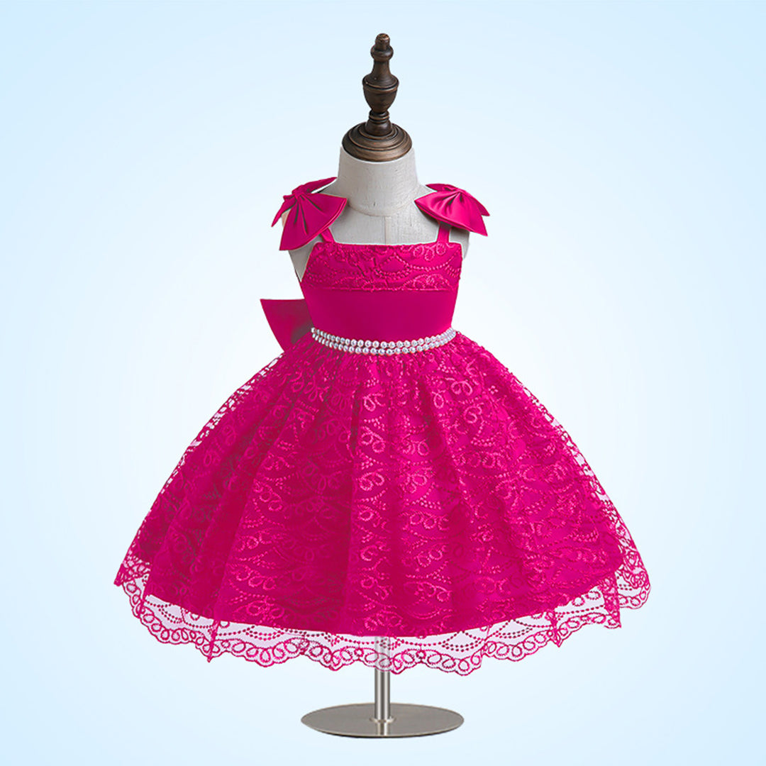 Girls Sleeveless Embroidered Fit & Flare Dress Party Dresses Pink 1-2 Y 