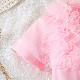 Girls Pink Puff Sleeve Top With Elasticated Pants Sets 2 pc. Sets